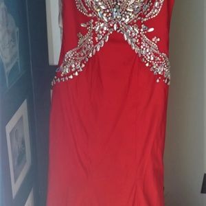 Rachel Allan Dresses - Red Embellished Open Back Dress Rachel Allan Dresses - Red Embellished Open Back Dress
